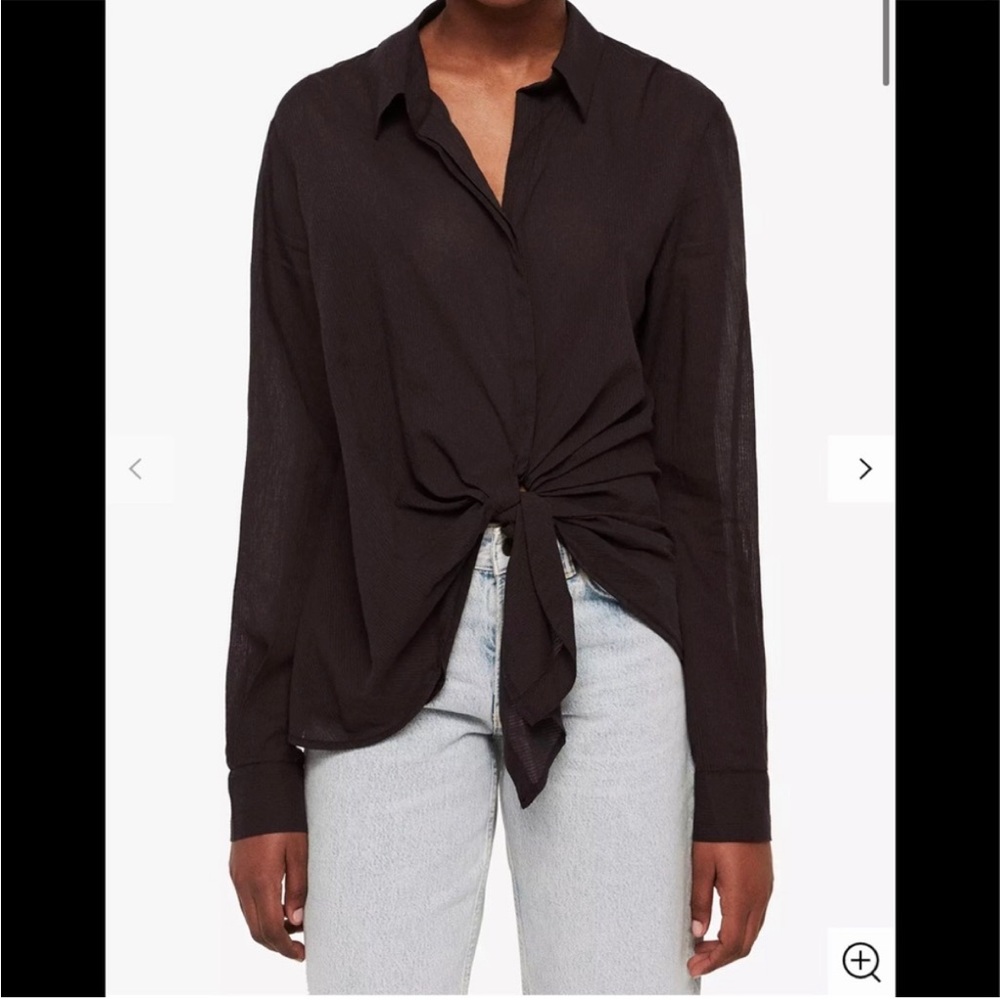 AllSaints Sirena Tie Front Shirt, Black